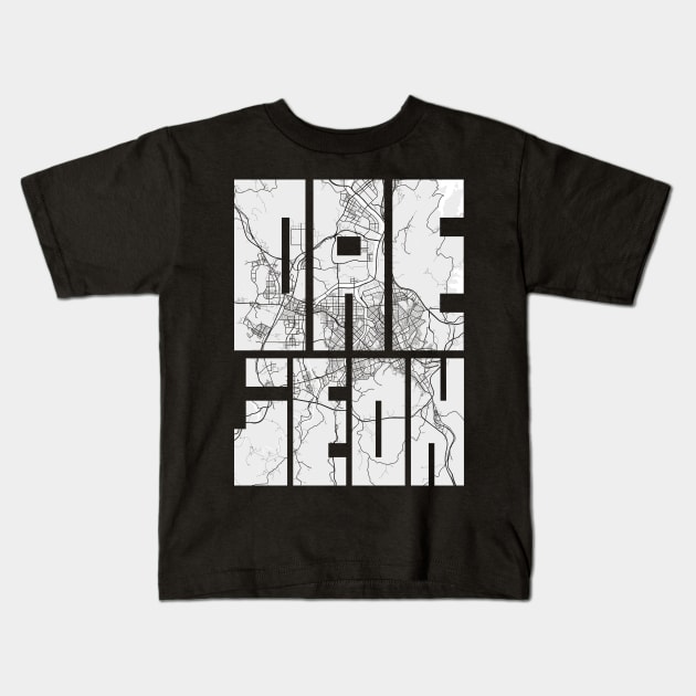 Daejeon, South Korea City Map Typography - Light Kids T-Shirt by deMAP Studio